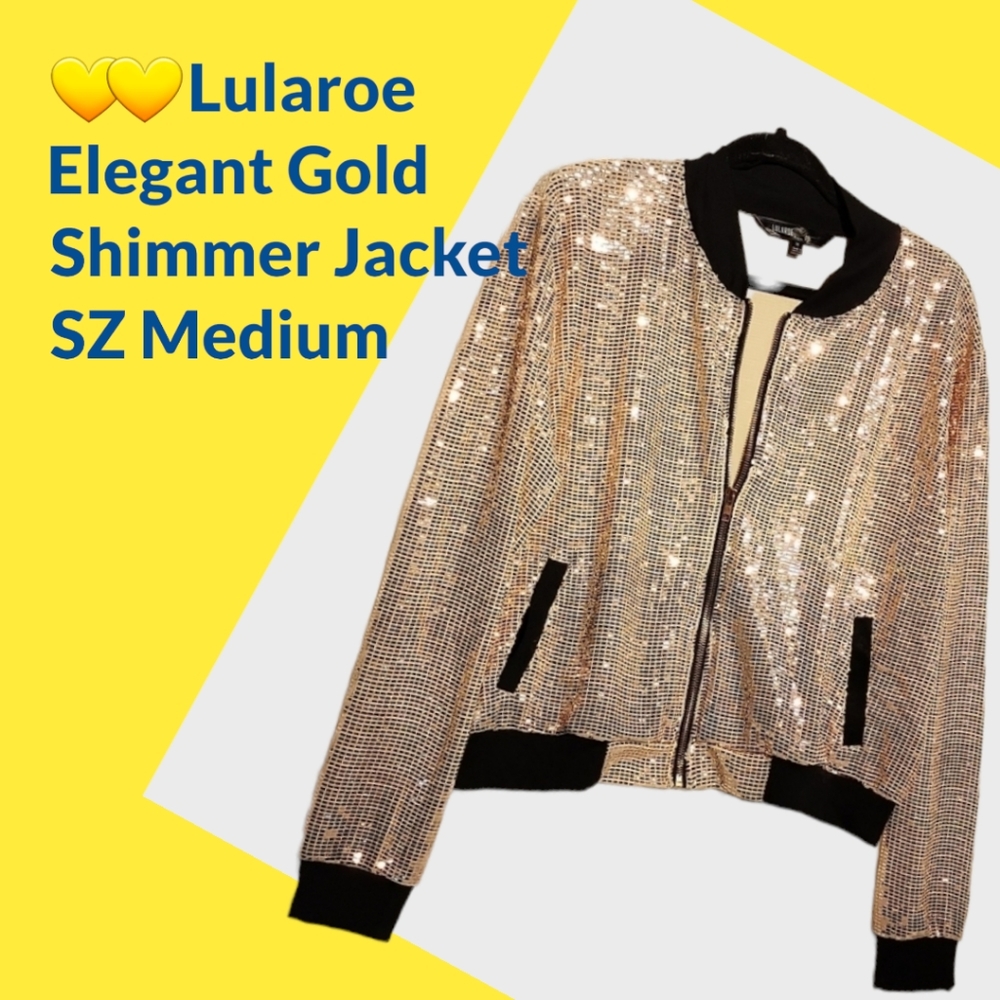 Luleroe Elegant Jacket  Gold Shimmer. SZ Medium  long-sleeved